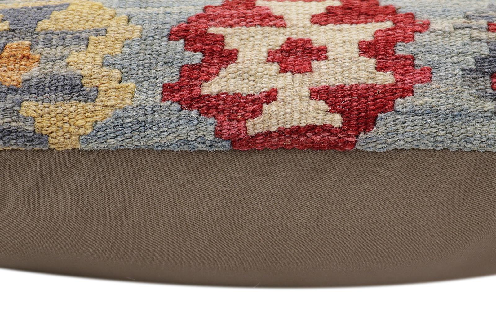 handmade Traditional Pillow Blue Red Hand-Woven SQUARE 100% WOOL Hand woven turkish pillow2 x 2