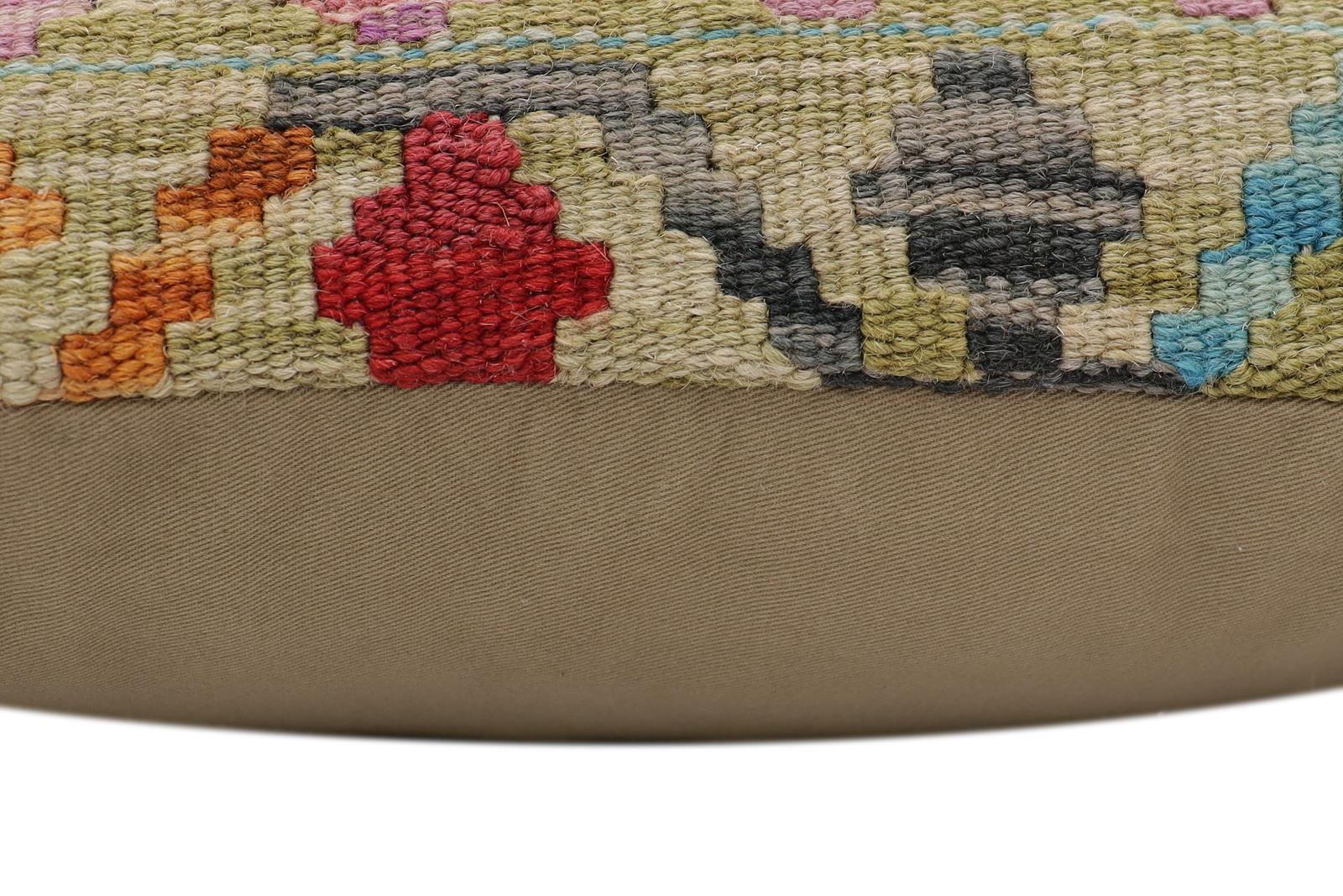 handmade Traditional Pillow Green Rust Hand-Woven SQUARE 100% WOOL Hand woven turkish pillow2 x 2