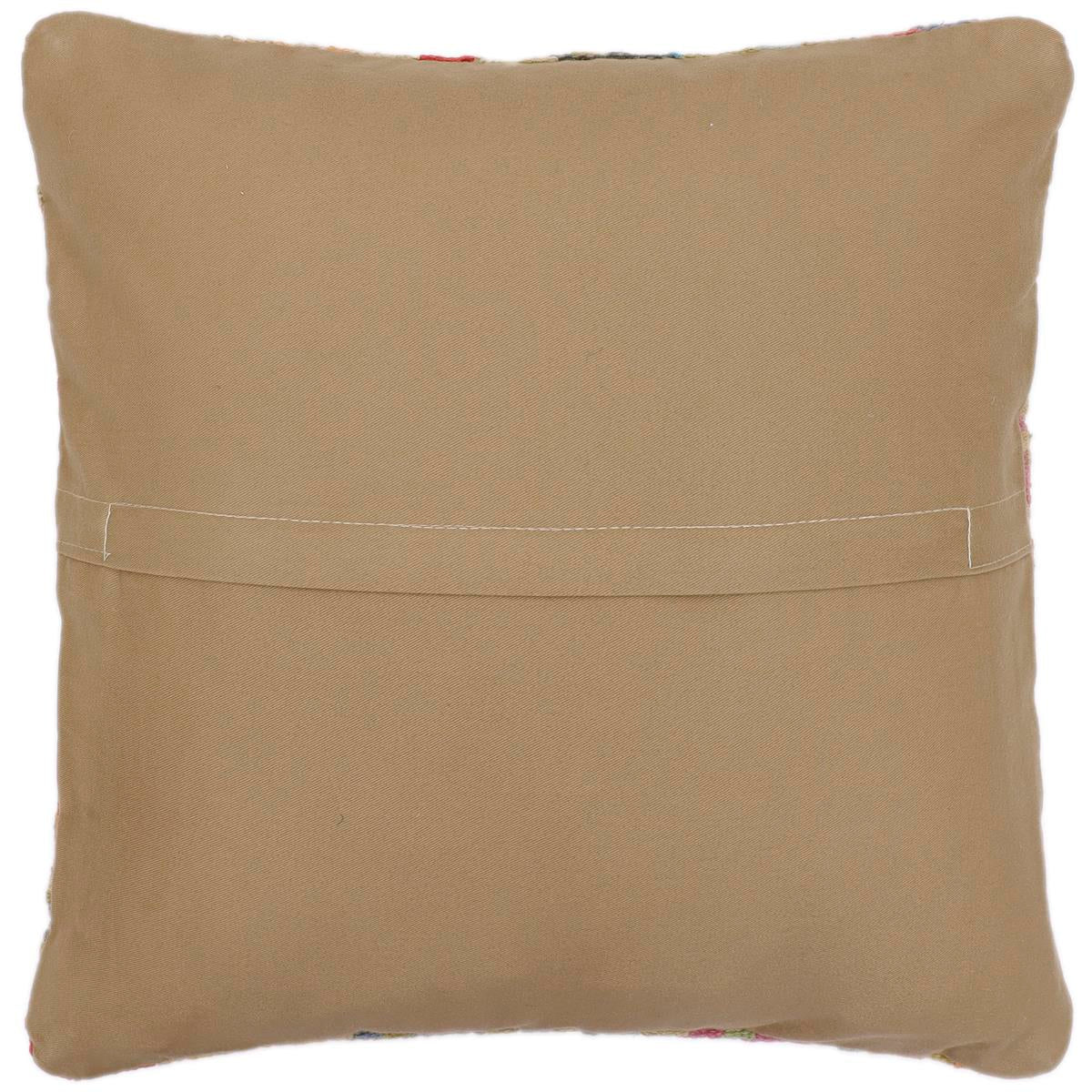 handmade Traditional Pillow Green Rust Hand-Woven SQUARE 100% WOOL Hand woven turkish pillow2 x 2