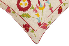 handmade Traditional Pillow Beige Red Hand-Woven SQUARE 100% WOOL Handmade pillow