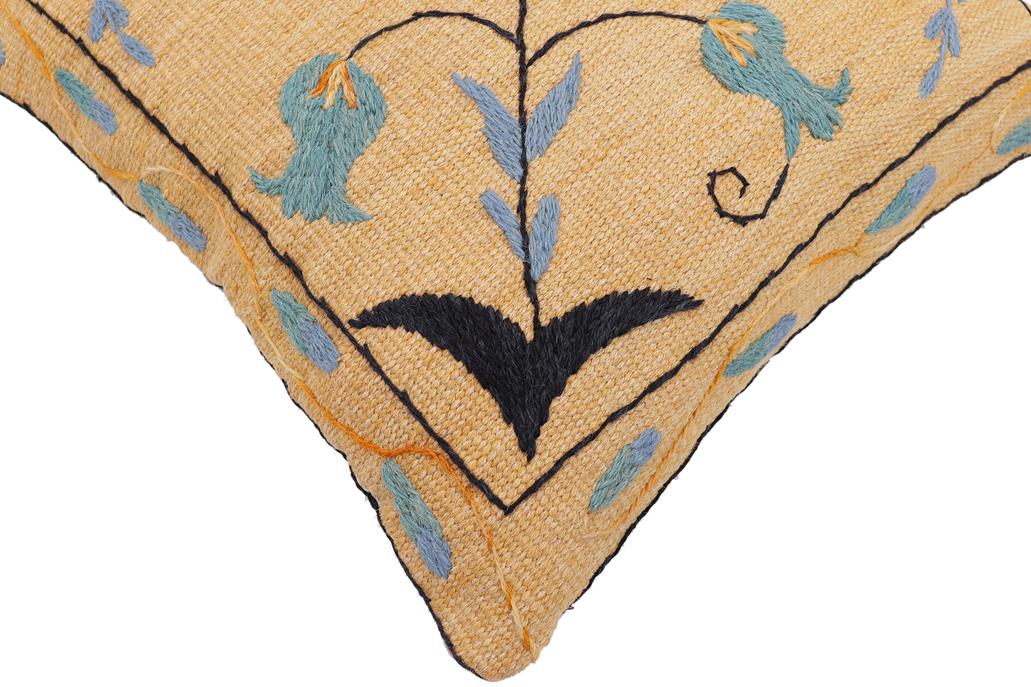 handmade Traditional Pillow Orange Blue Hand-Woven SQUARE 100% WOOL Handmade pillow