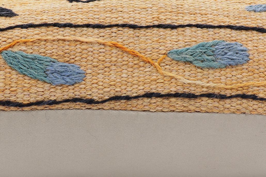 handmade Traditional Pillow Orange Blue Hand-Woven SQUARE 100% WOOL Handmade pillow