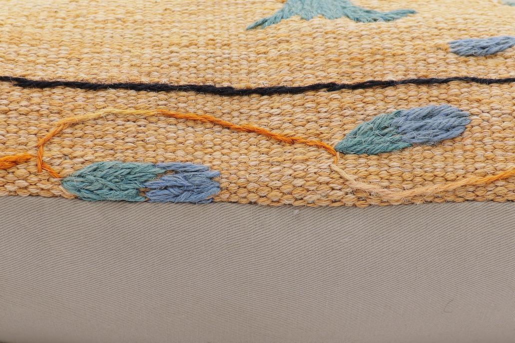 handmade Traditional Pillow Orange Blue Hand-Woven SQUARE 100% WOOL Handmade pillow