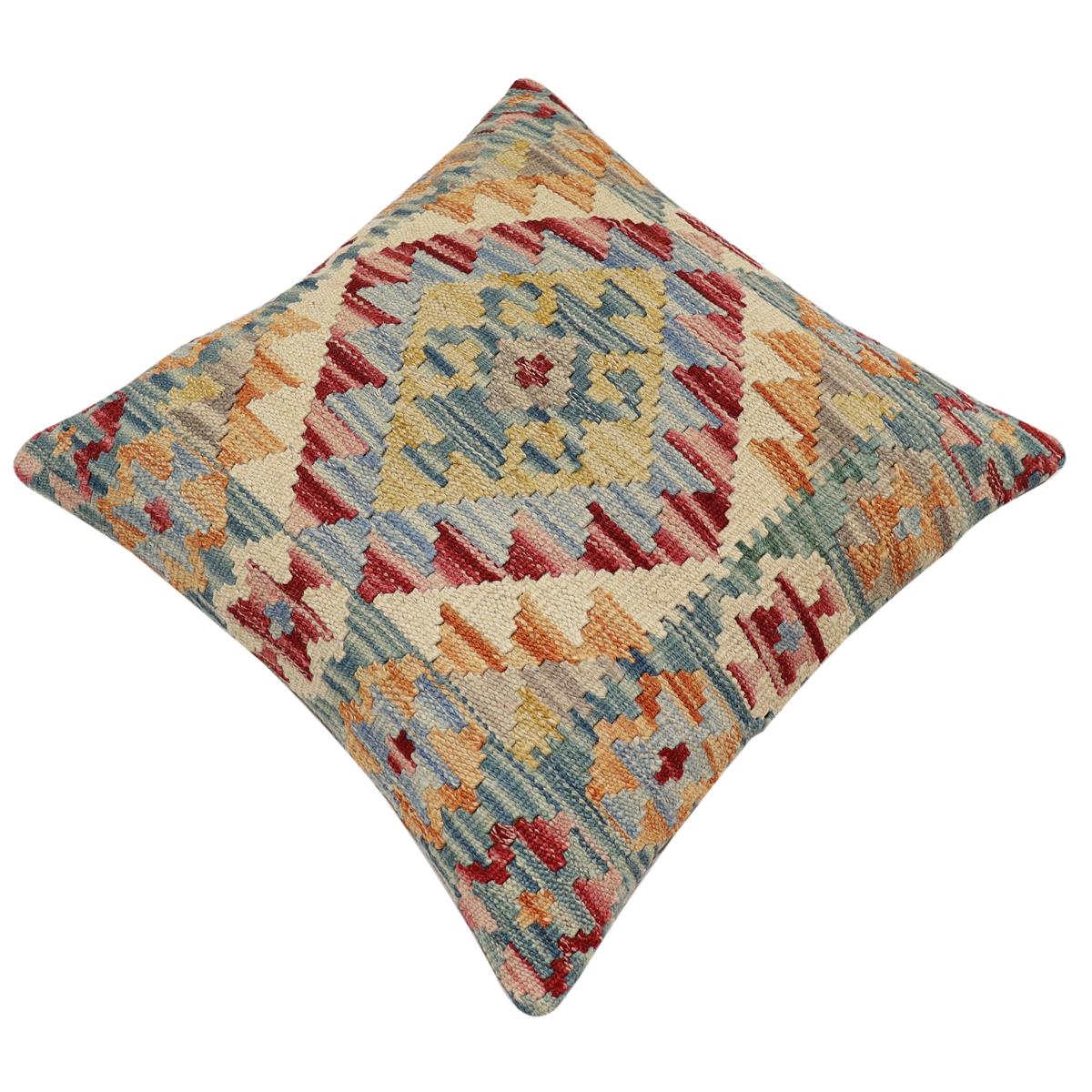 handmade Traditional Pillow Green Blue Hand-Woven SQUARE 100% WOOL Hand woven turkish pillow2 x 2