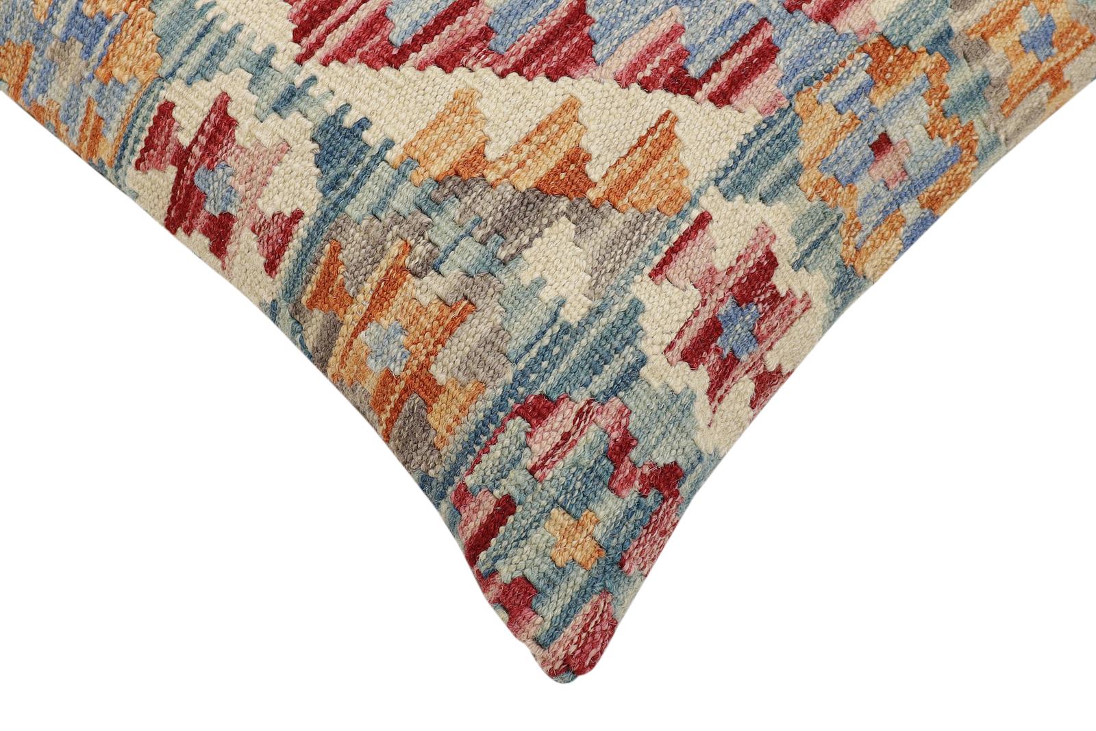 handmade Traditional Pillow Green Blue Hand-Woven SQUARE 100% WOOL Hand woven turkish pillow2 x 2
