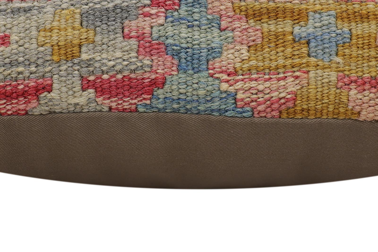 handmade Traditional Pillow Blue Beige Hand-Woven SQUARE 100% WOOL Hand woven turkish pillow2 x 2