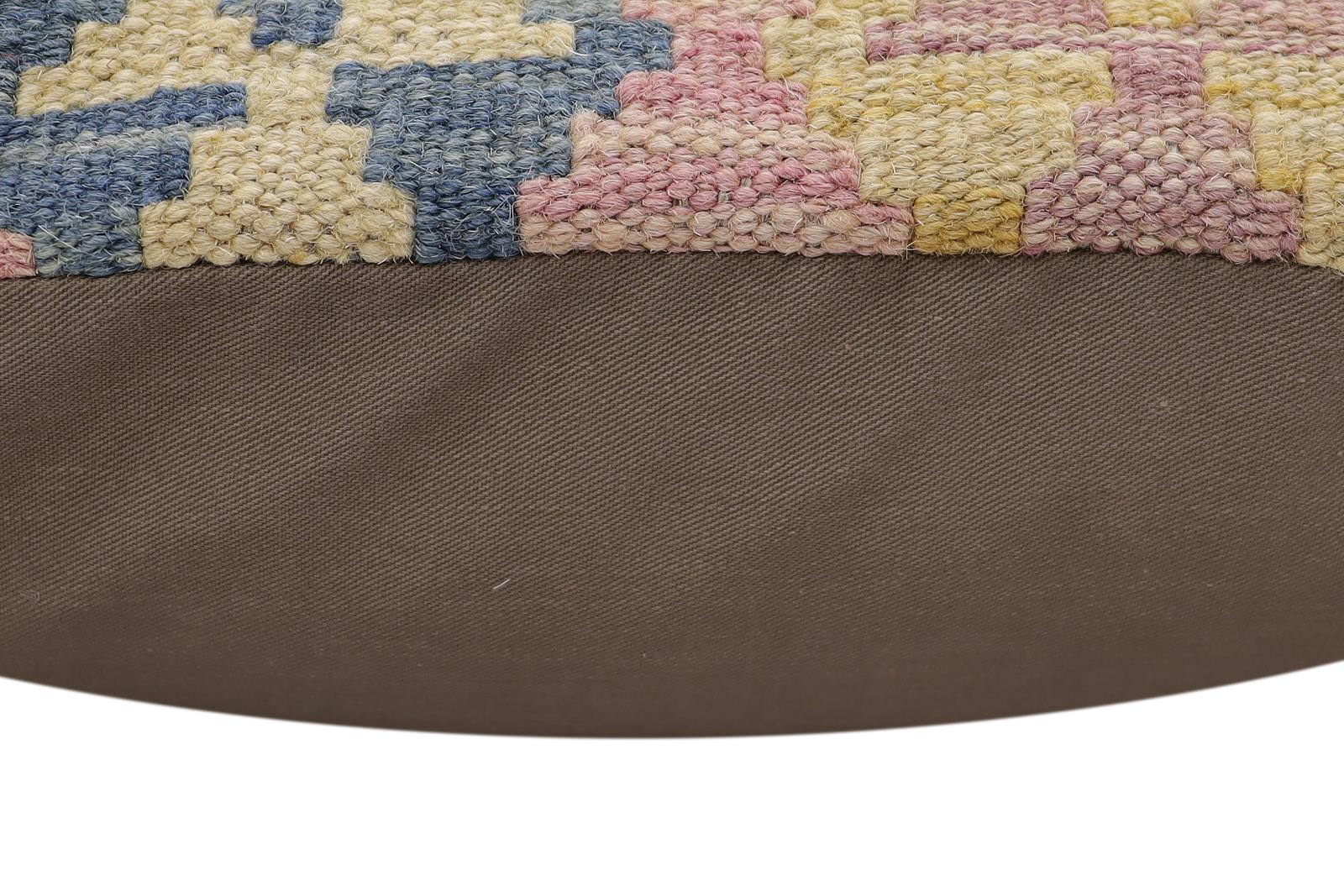 handmade Traditional Pillow Blue Beige Hand-Woven SQUARE 100% WOOL Hand woven turkish pillow2 x 2