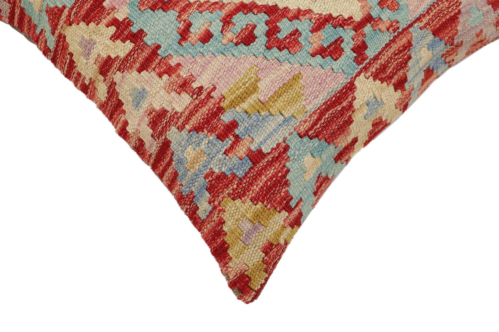 handmade Traditional Pillow Red Beige Hand-Woven SQUARE 100% WOOL Hand woven turkish pillow2 x 2