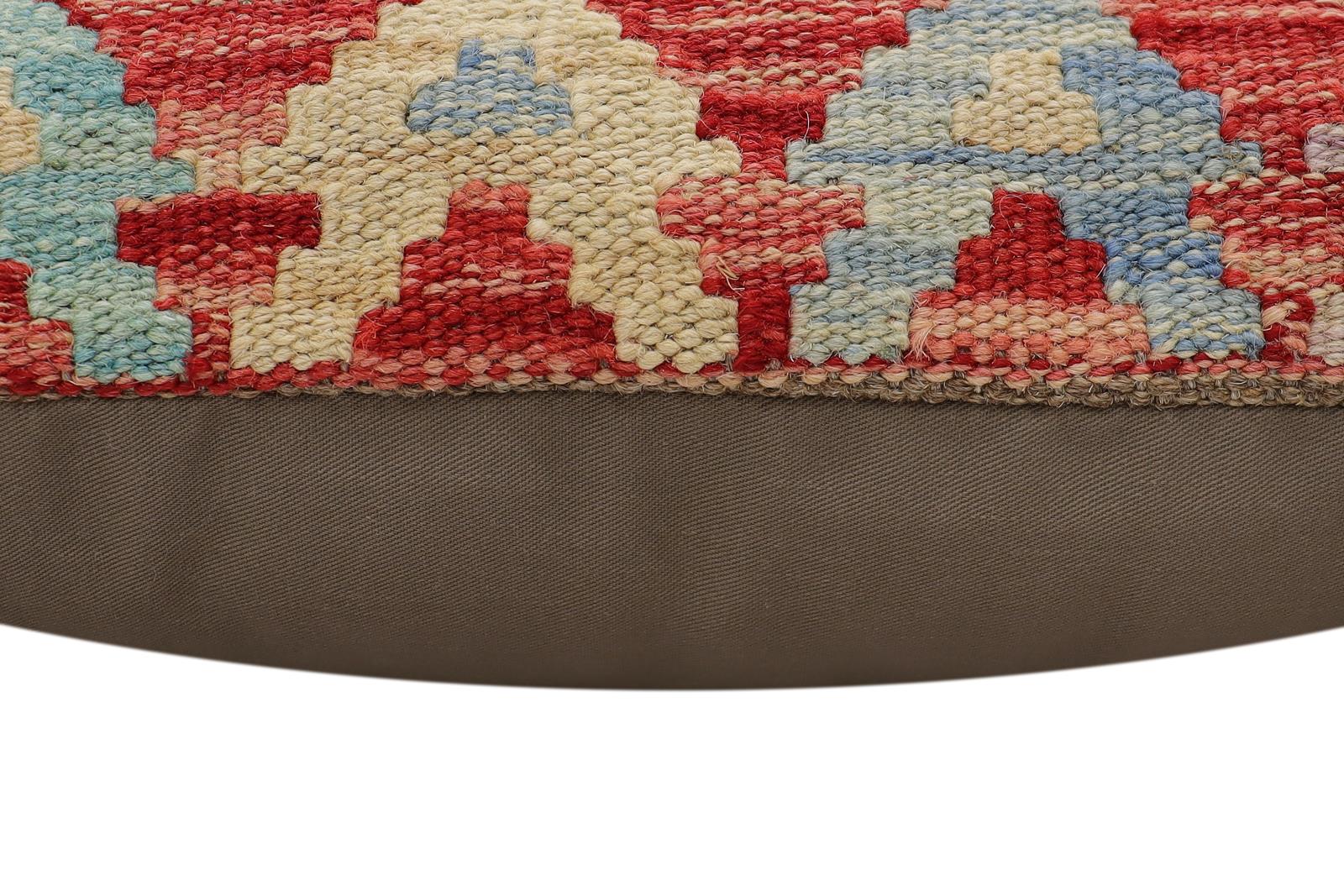 handmade Traditional Pillow Red Beige Hand-Woven SQUARE 100% WOOL Hand woven turkish pillow2 x 2