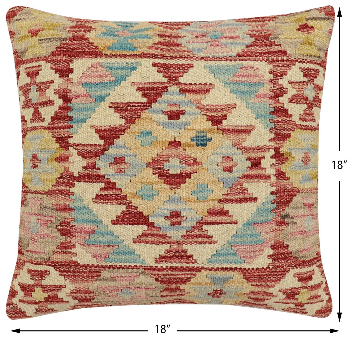 handmade Traditional Pillow Rust Beige Hand-Woven SQUARE 100% WOOL Hand woven turkish pillow2 x 2