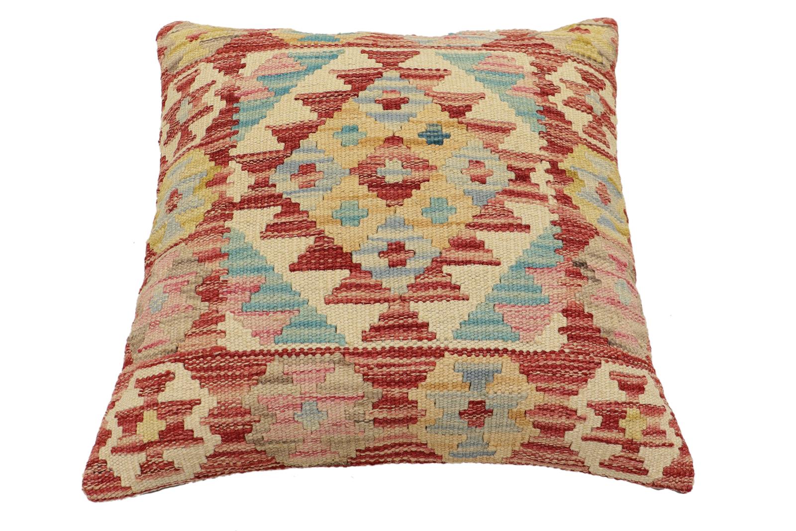handmade Traditional Pillow Rust Beige Hand-Woven SQUARE 100% WOOL Hand woven turkish pillow2 x 2