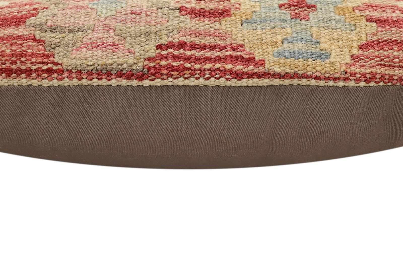 handmade Traditional Pillow Rust Beige Hand-Woven SQUARE 100% WOOL Hand woven turkish pillow2 x 2