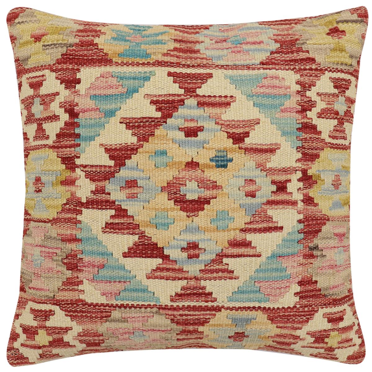 handmade Traditional Pillow Rust Beige Hand-Woven SQUARE 100% WOOL Hand woven turkish pillow2 x 2