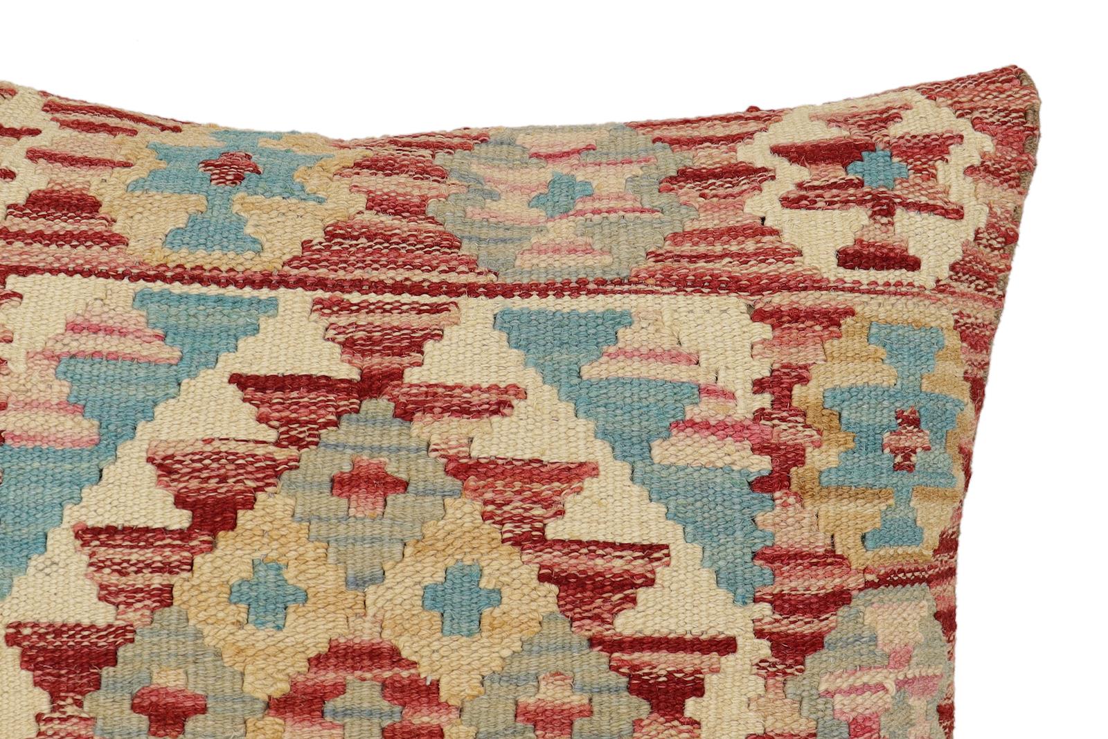 handmade Traditional Pillow Rust Beige Hand-Woven SQUARE 100% WOOL Hand woven turkish pillow2 x 2