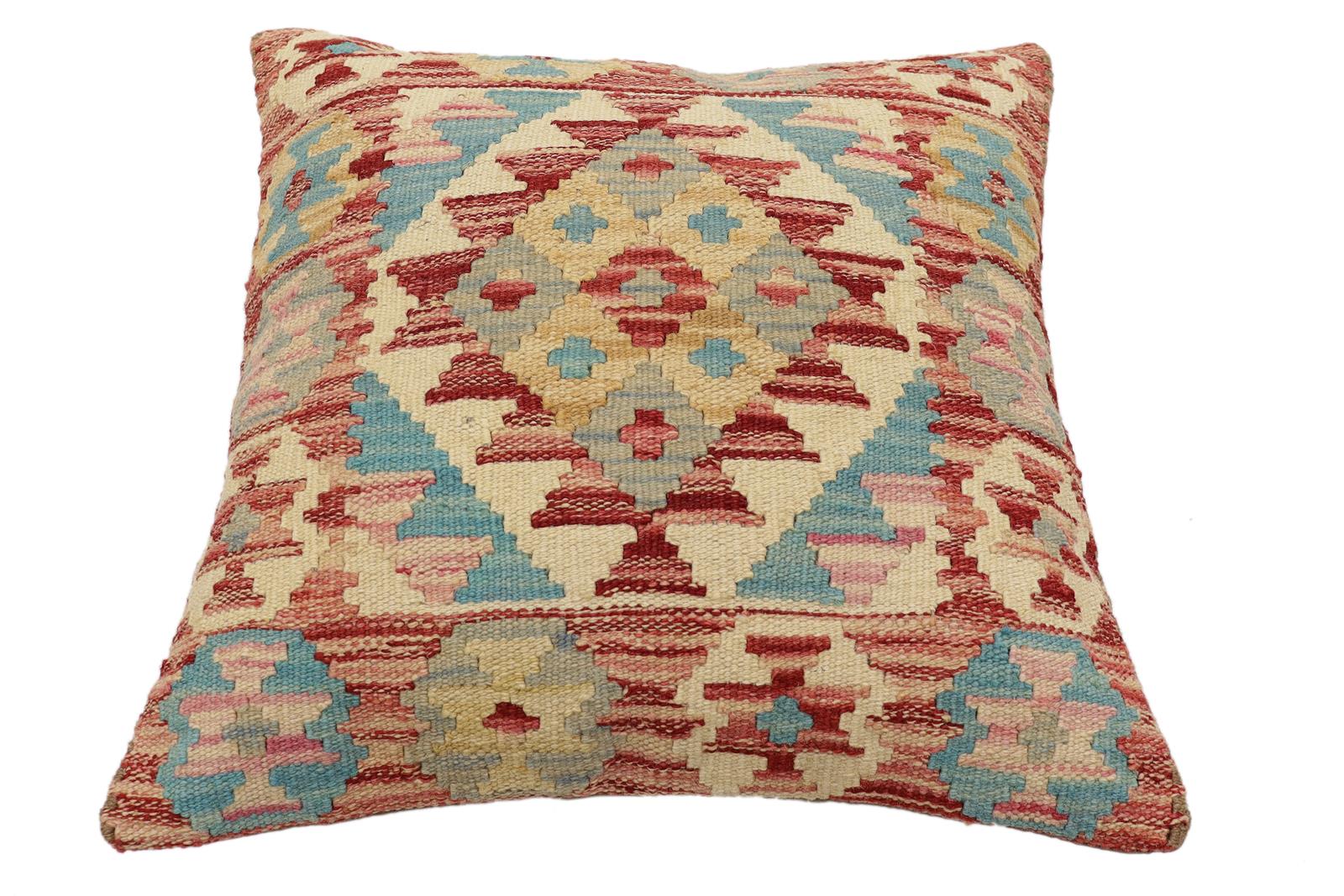 handmade Traditional Pillow Rust Beige Hand-Woven SQUARE 100% WOOL Hand woven turkish pillow2 x 2