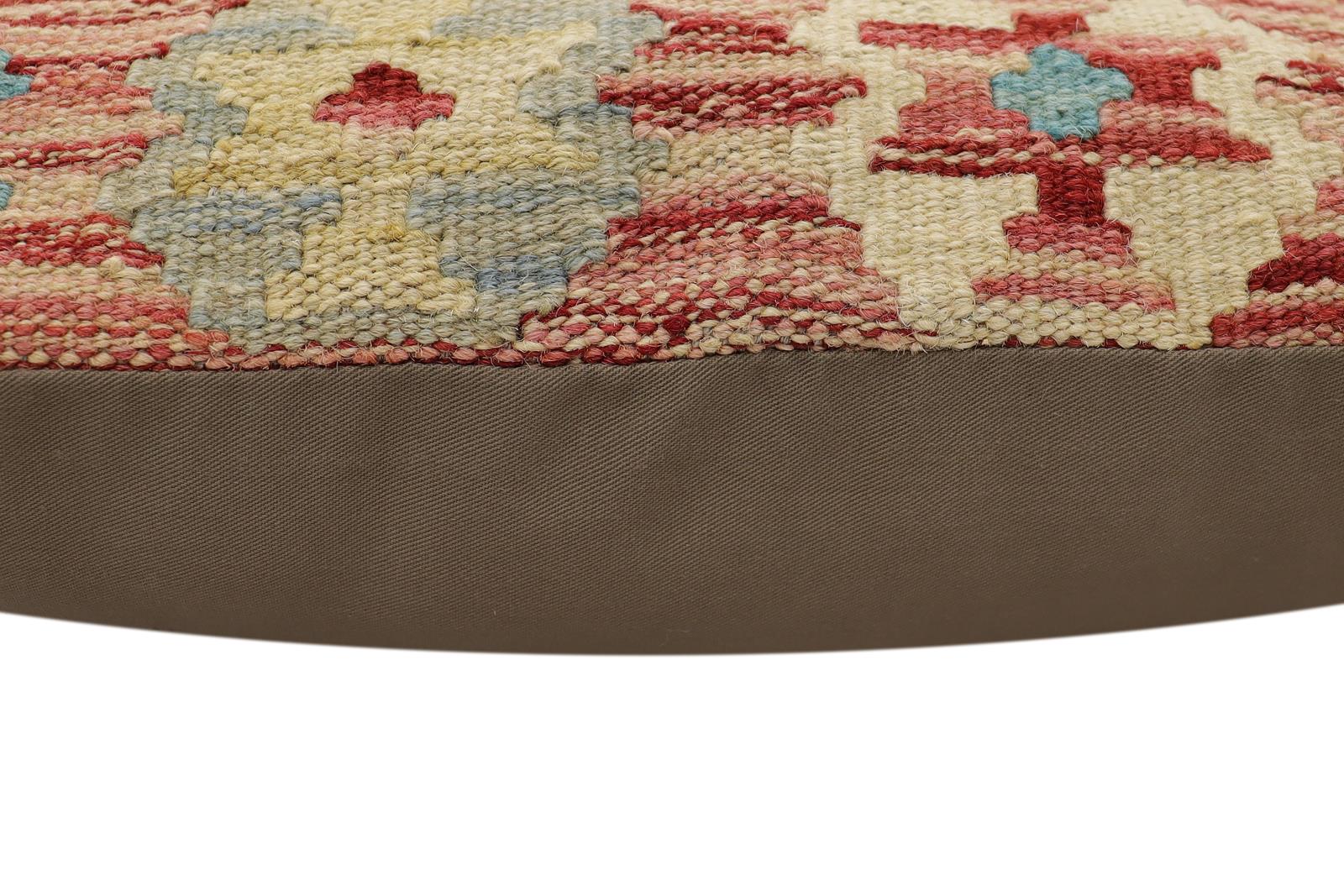 handmade Traditional Pillow Rust Beige Hand-Woven SQUARE 100% WOOL Hand woven turkish pillow2 x 2