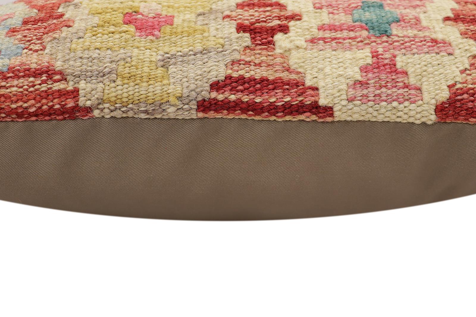 handmade Traditional Pillow Rust Blue Hand-Woven SQUARE 100% WOOL Hand woven turkish pillow2 x 2