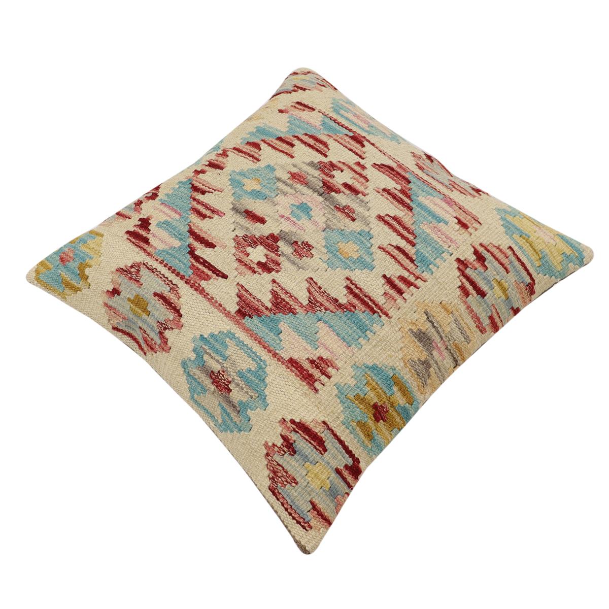 handmade Traditional Pillow Beige Rust Hand-Woven SQUARE 100% WOOL Hand woven turkish pillow2 x 2