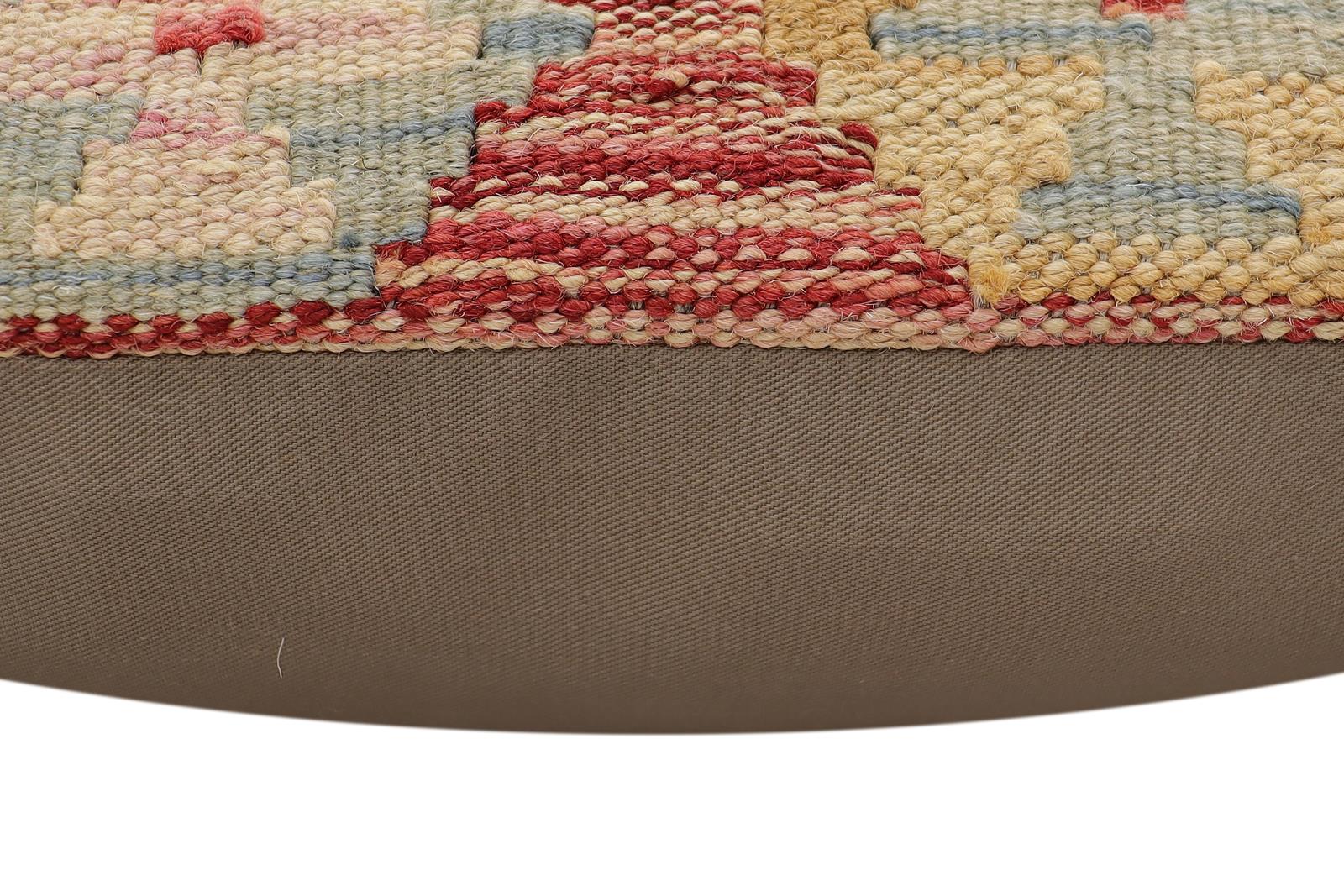 handmade Traditional Pillow Rust Blue Hand-Woven SQUARE 100% WOOL Hand woven turkish pillow2 x 2
