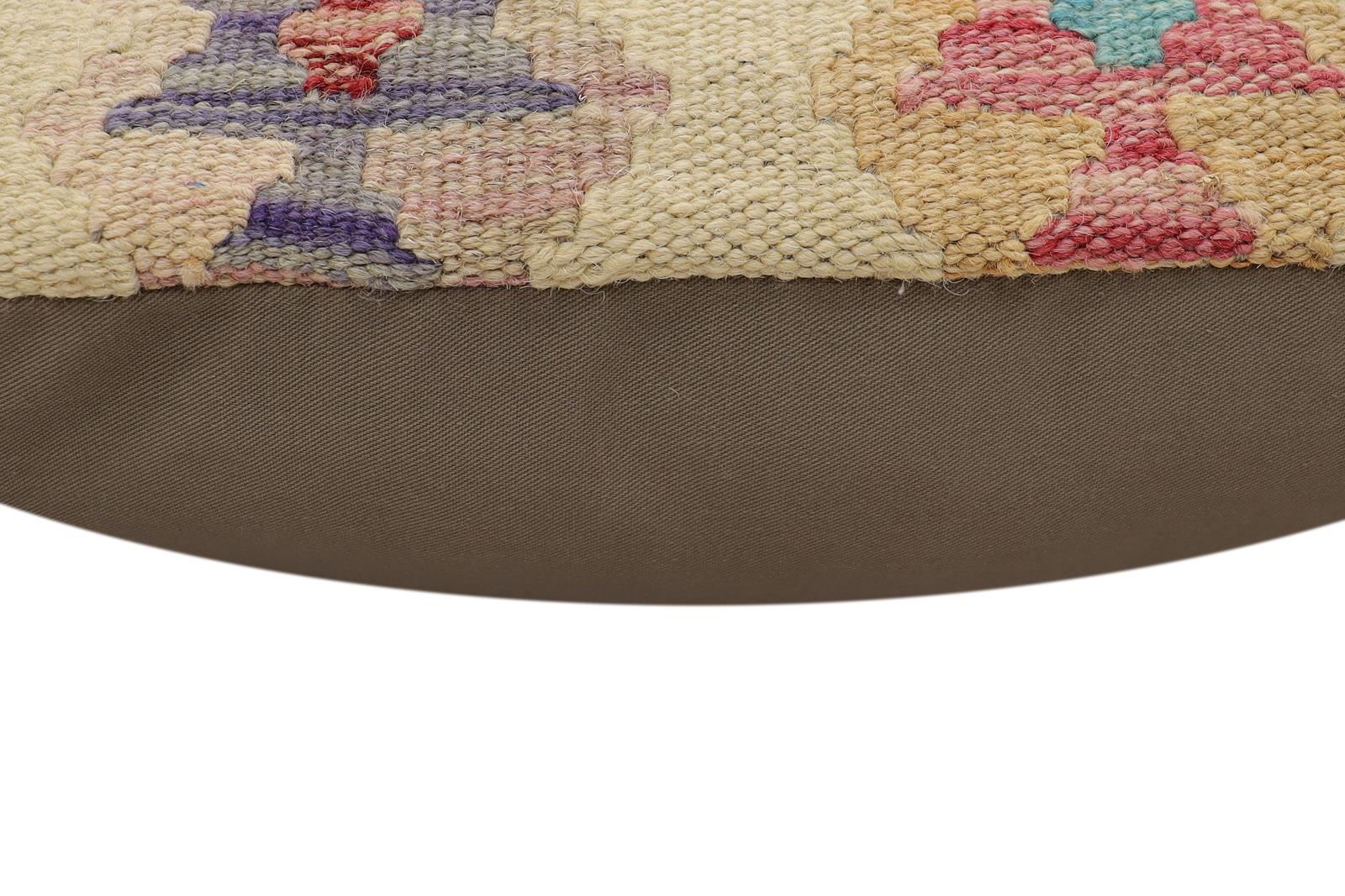 handmade Traditional Pillow Beige Rust Hand-Woven SQUARE 100% WOOL Hand woven turkish pillow2 x 2