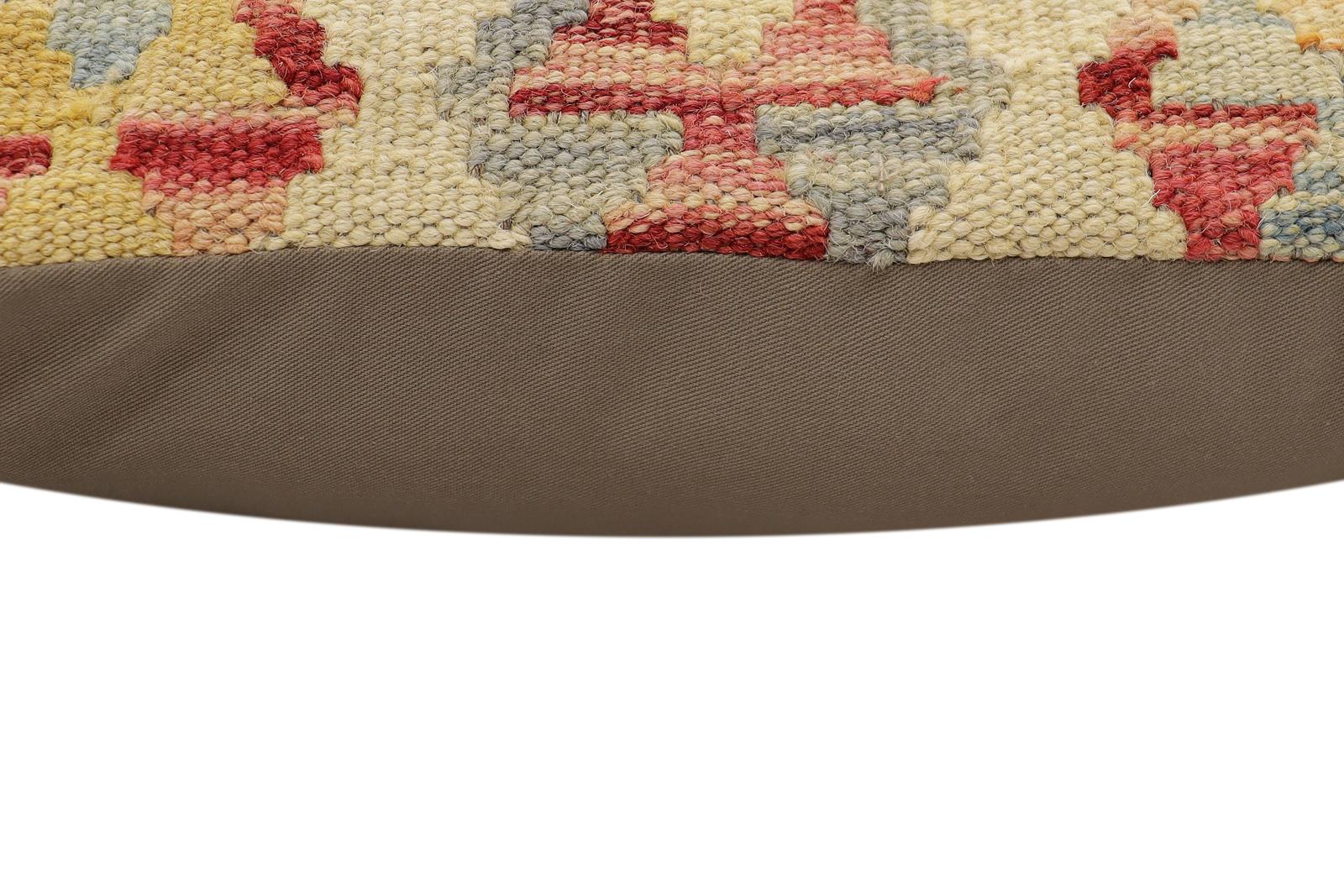 handmade Traditional Pillow Beige Rust Hand-Woven SQUARE 100% WOOL Hand woven turkish pillow2 x 2