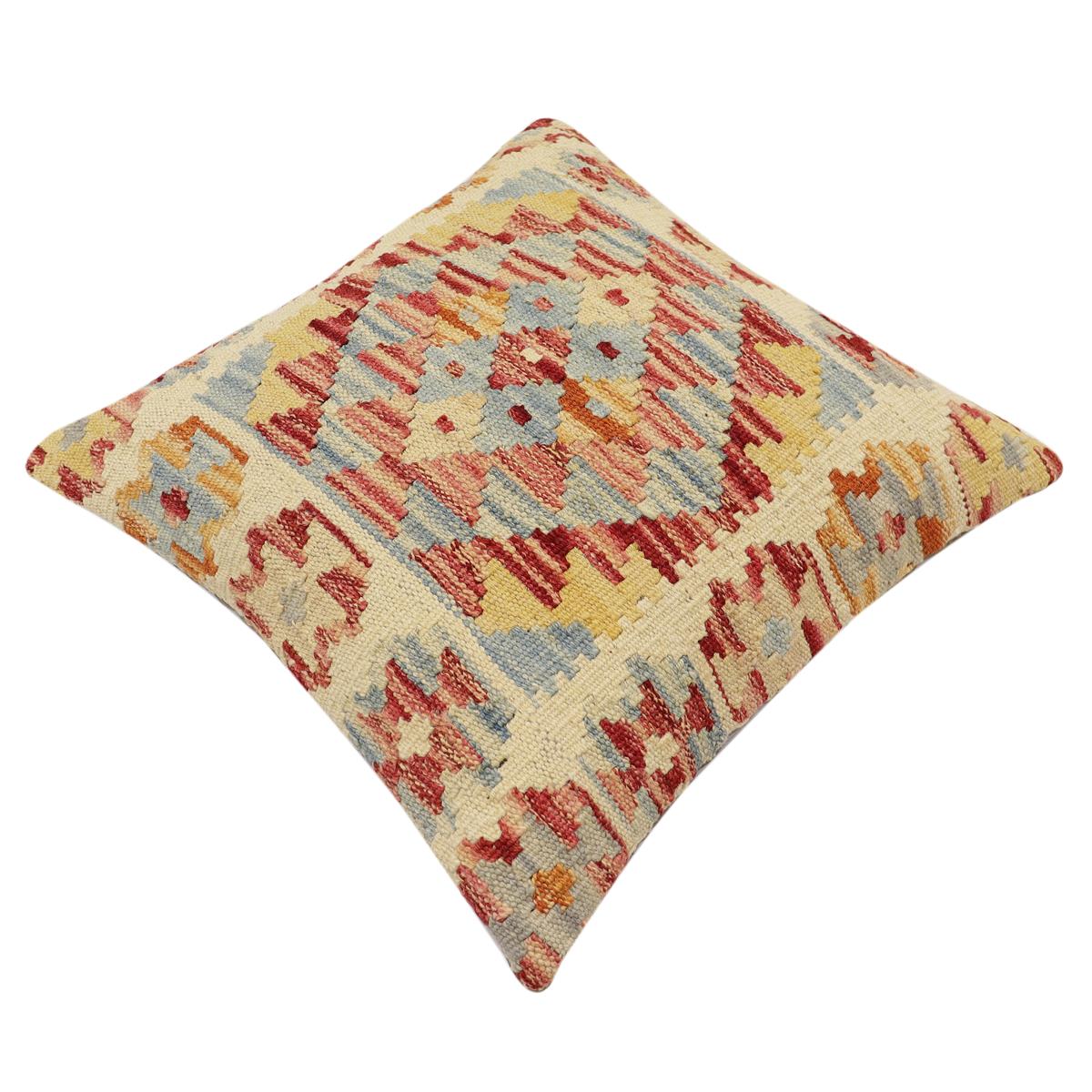 handmade Traditional Pillow Beige Rust Hand-Woven SQUARE 100% WOOL Hand woven turkish pillow2 x 2