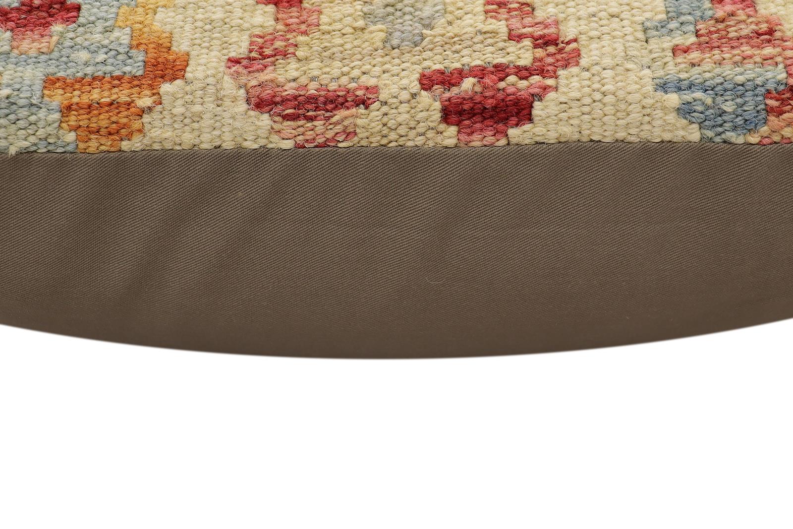 handmade Traditional Pillow Beige Rust Hand-Woven SQUARE 100% WOOL Hand woven turkish pillow2 x 2