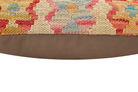 handmade Traditional Pillow Beige Rust Hand-Woven SQUARE 100% WOOL  Hand woven turkish pillow  2 x 2