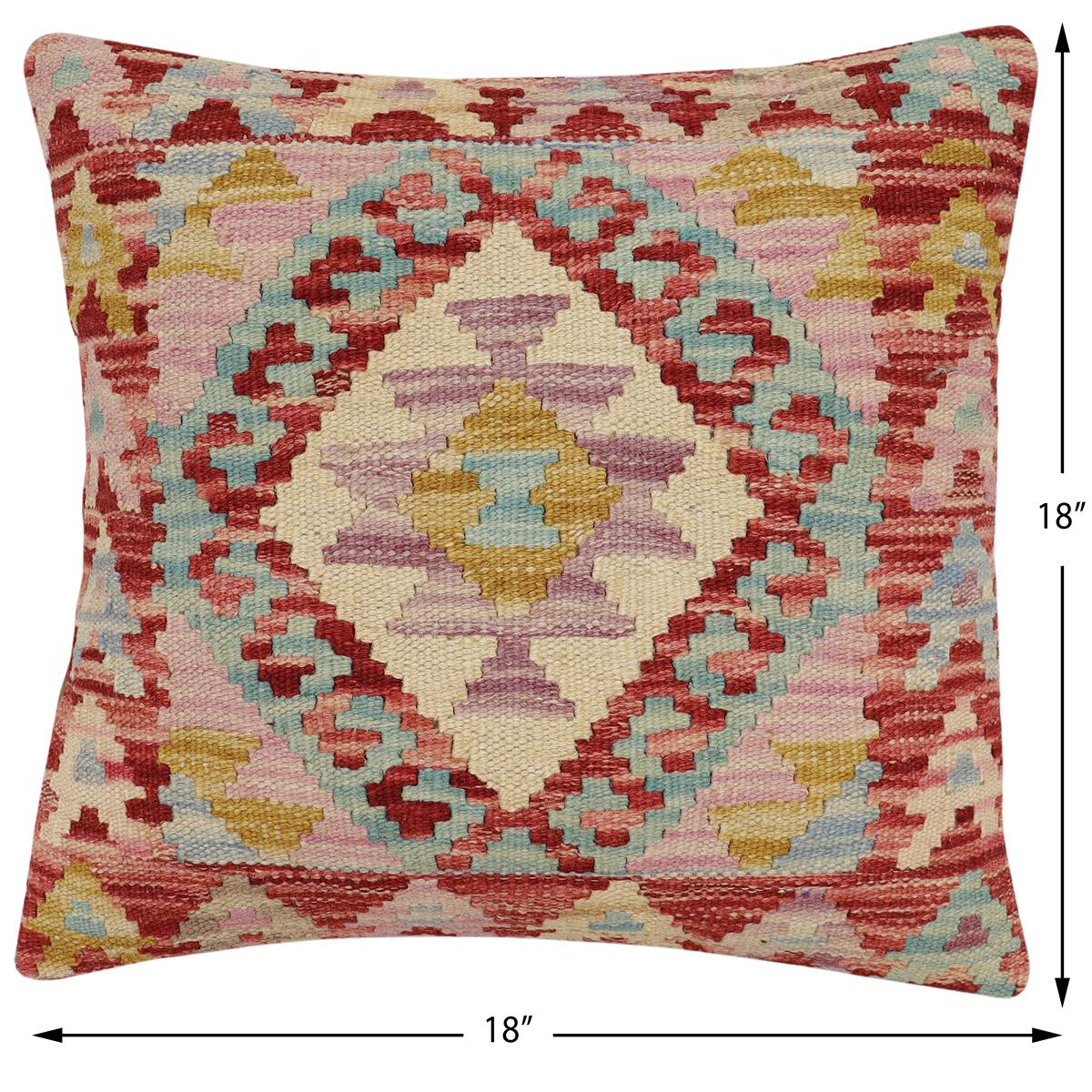 handmade Traditional Pillow Rust Beige Hand-Woven SQUARE 100% WOOL Hand woven turkish pillow2 x 2