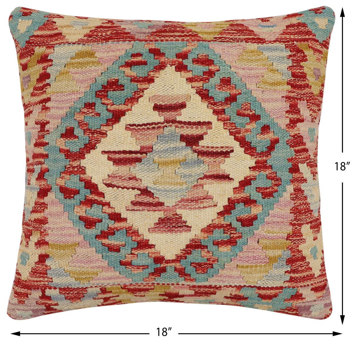 handmade Traditional Pillow Rust Beige Hand-Woven SQUARE 100% WOOL Hand woven turkish pillow2 x 2