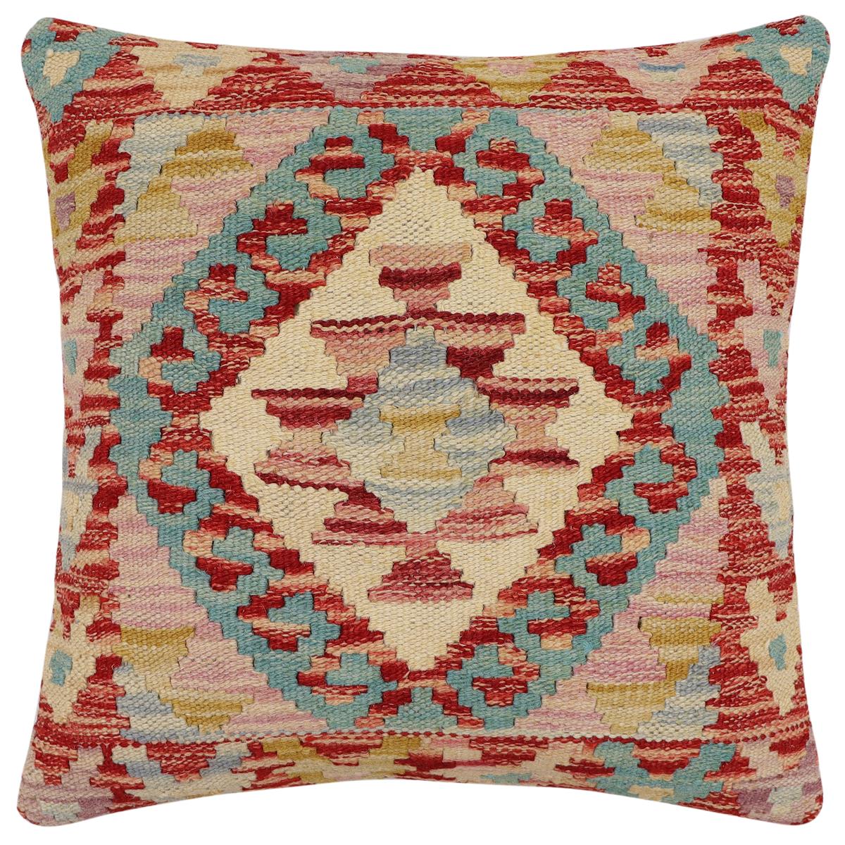 handmade Traditional Pillow Rust Beige Hand-Woven SQUARE 100% WOOL Hand woven turkish pillow2 x 2