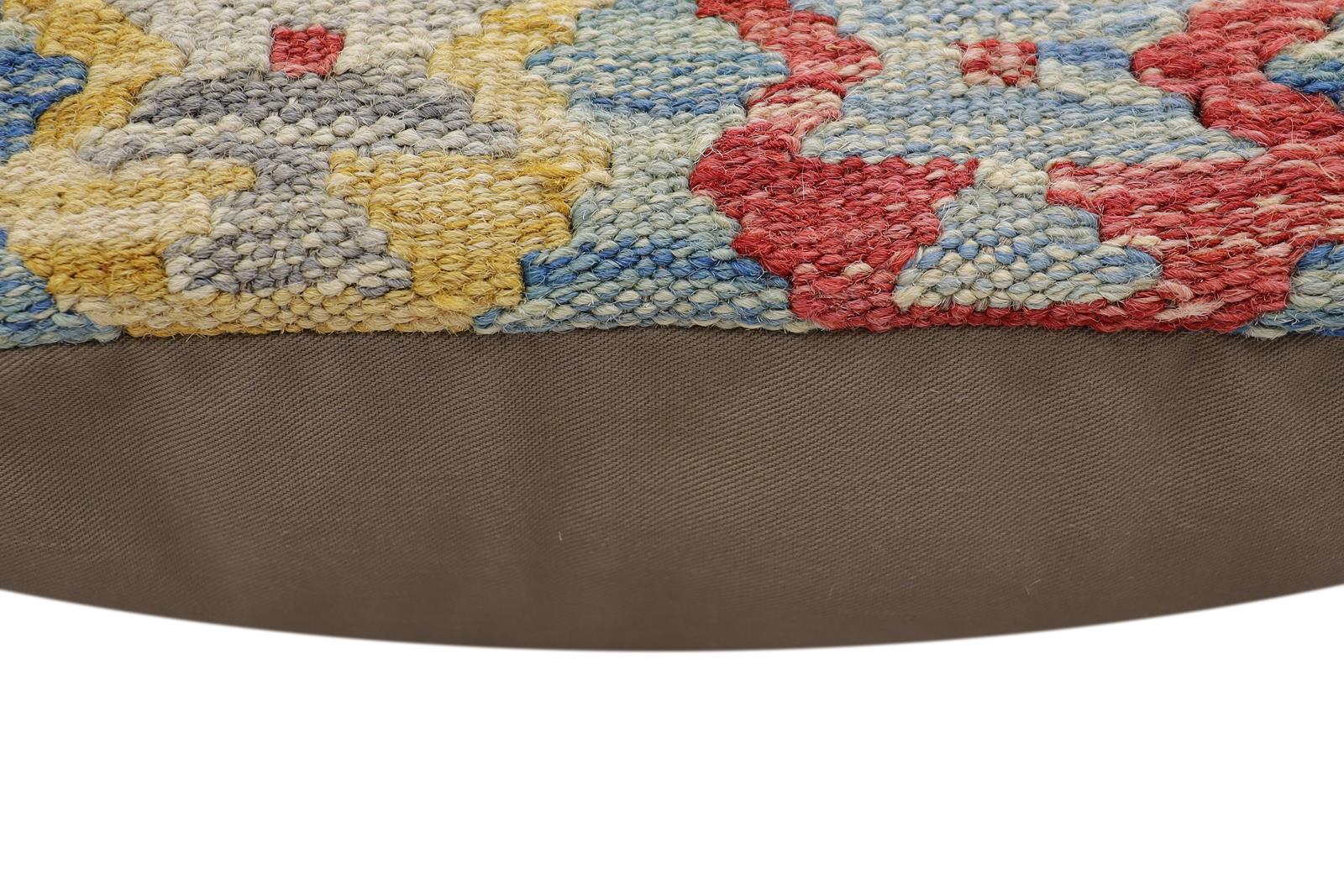 handmade Traditional Pillow Blue Gold Hand-Woven SQUARE 100% WOOL Hand woven turkish pillow2 x 2