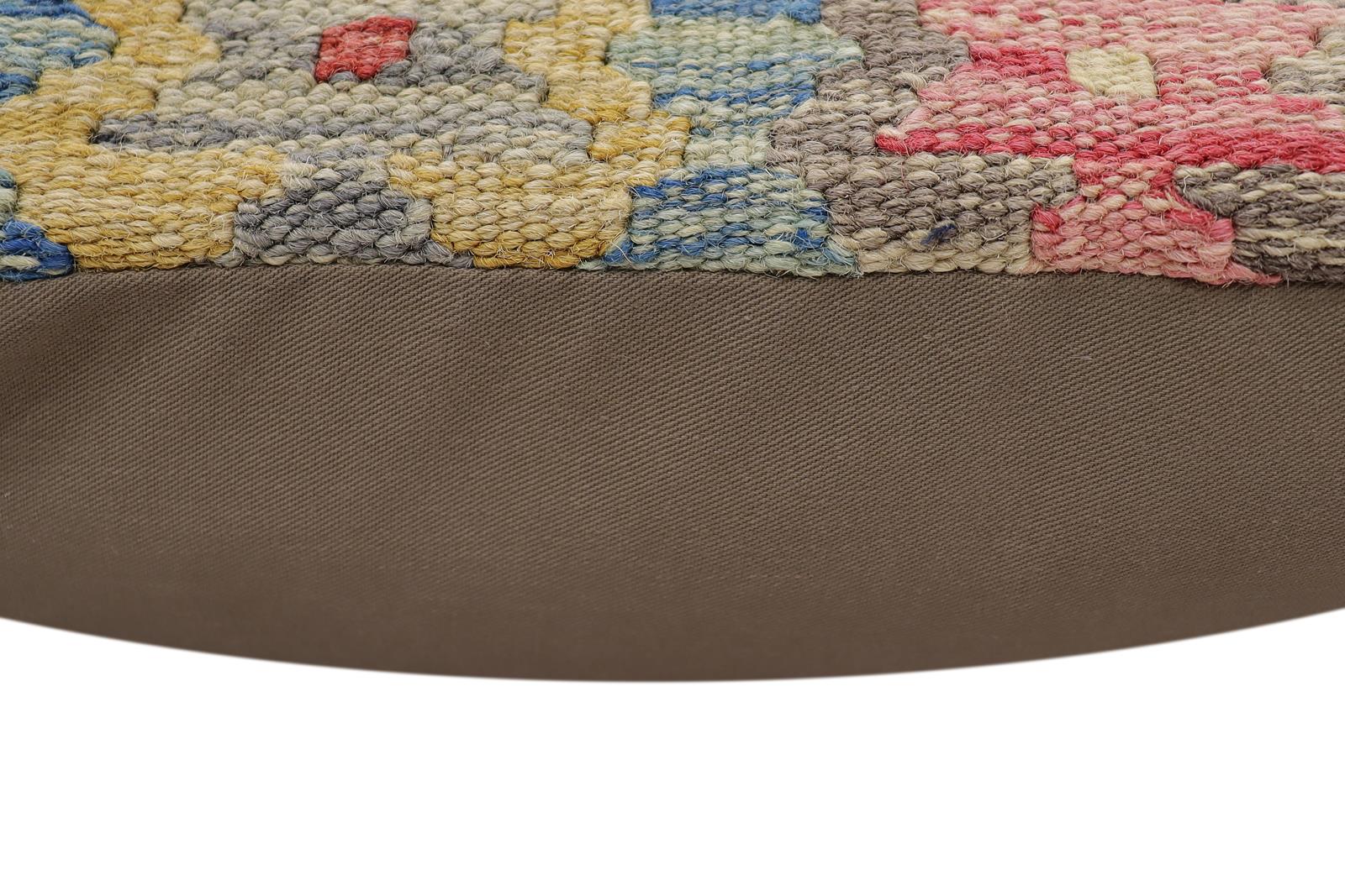 handmade Traditional Pillow Blue Beige Hand-Woven SQUARE 100% WOOL Hand woven turkish pillow2 x 2