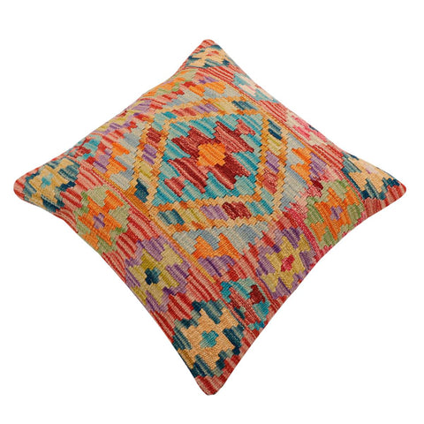 handmade Traditional Pillow Rust Blue Hand-Woven SQUARE 100% WOOL Hand woven turkish pillow2 x 2