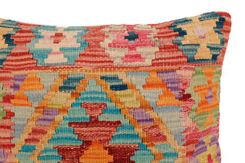 handmade Traditional Pillow Rust Blue Hand-Woven SQUARE 100% WOOL Hand woven turkish pillow2 x 2