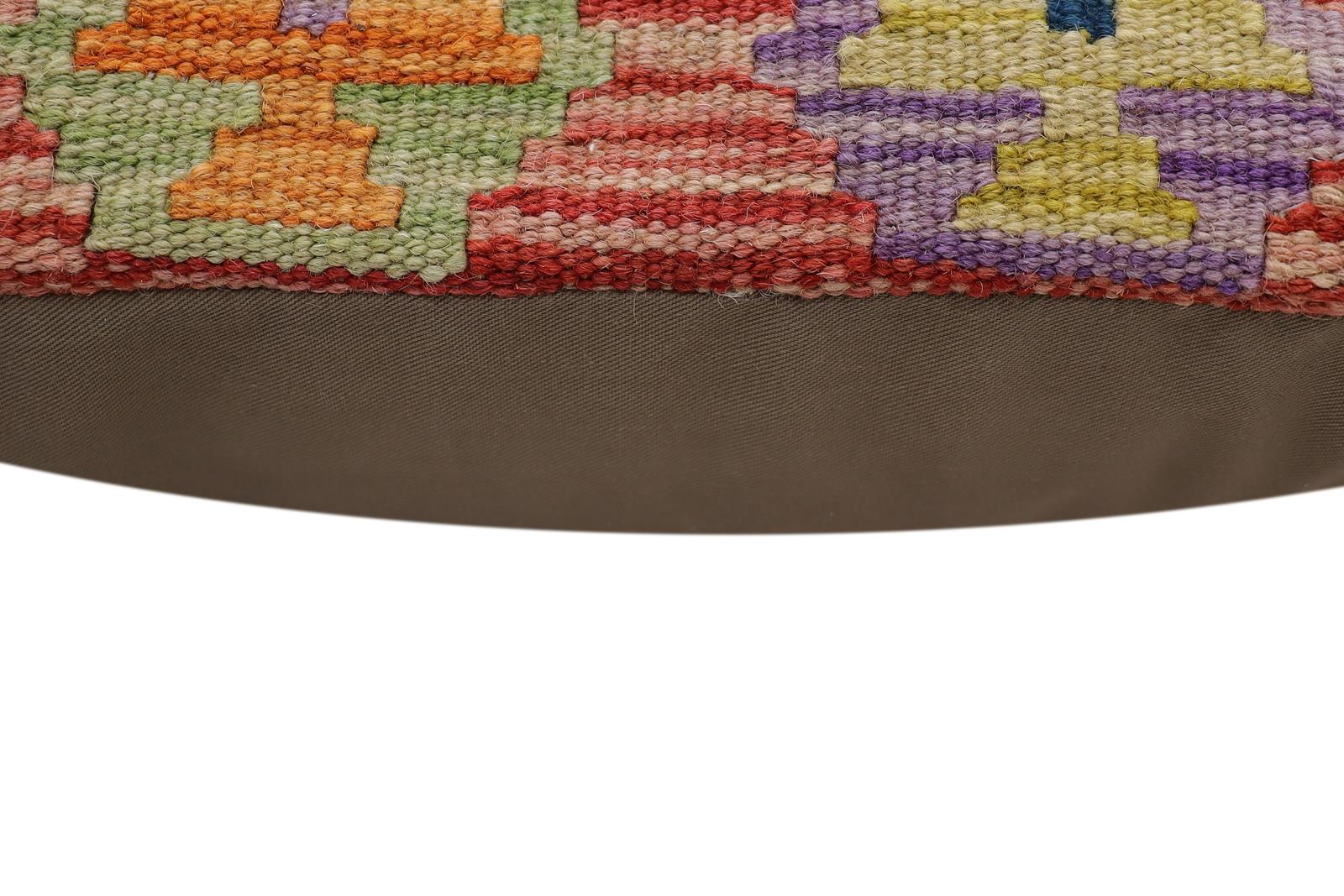 handmade Traditional Pillow Rust Blue Hand-Woven SQUARE 100% WOOL Hand woven turkish pillow2 x 2