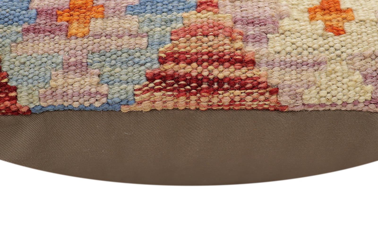handmade Traditional Pillow Rust Blue Hand-Woven SQUARE 100% WOOL Hand woven turkish pillow2 x 2