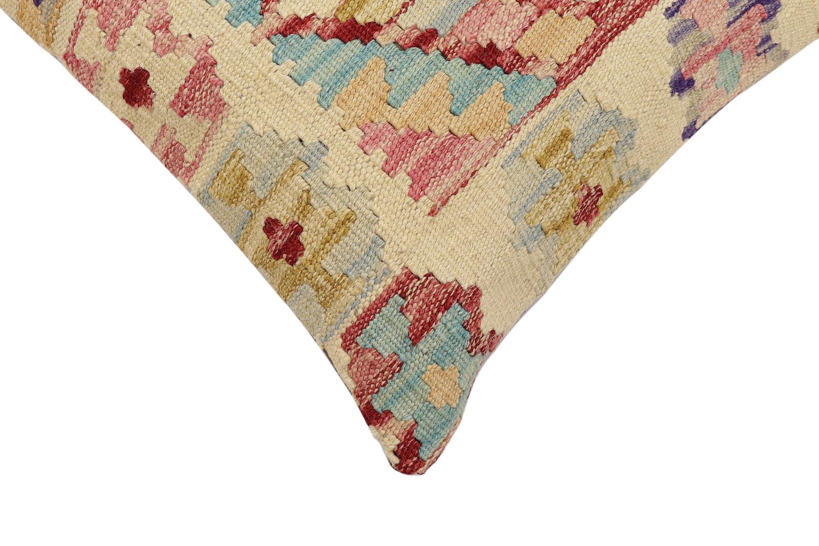 handmade Traditional Pillow Beige Rust Hand-Woven SQUARE 100% WOOL Hand woven turkish pillow2 x 2
