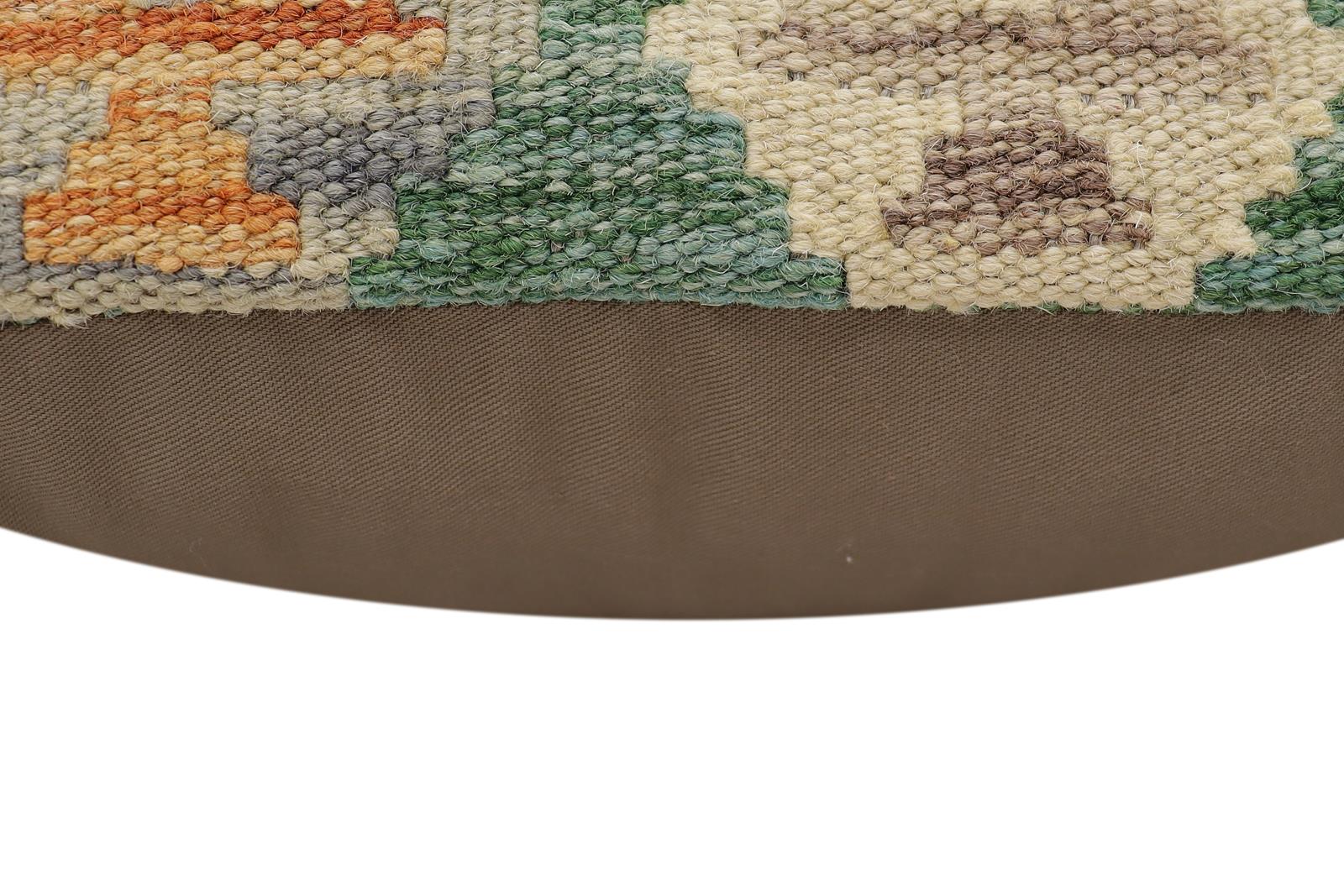 handmade Traditional Pillow Green Rust Hand-Woven SQUARE 100% WOOL Hand woven turkish pillow2 x 2