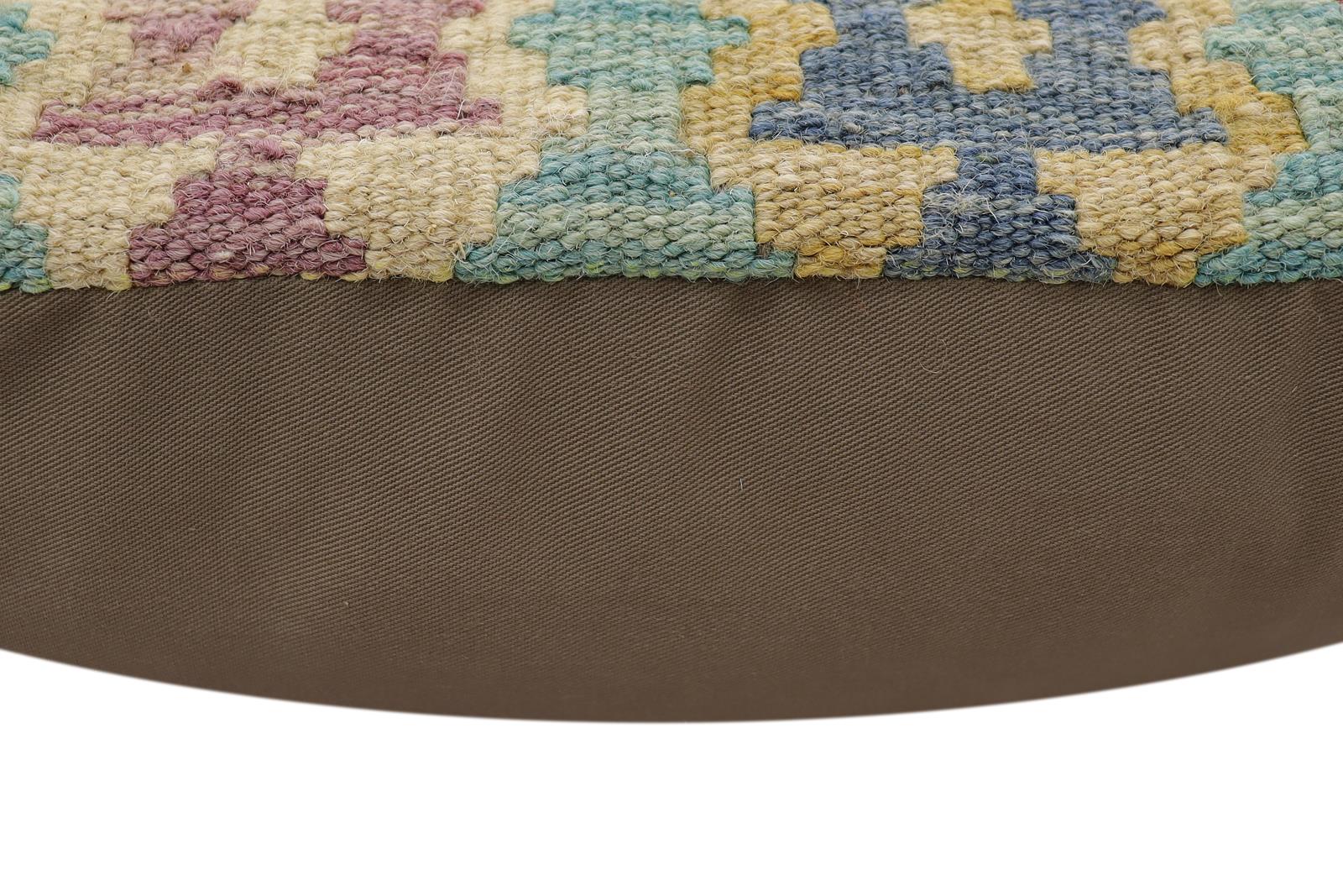 handmade Traditional Pillow Blue Beige Hand-Woven SQUARE 100% WOOL Hand woven turkish pillow2 x 2