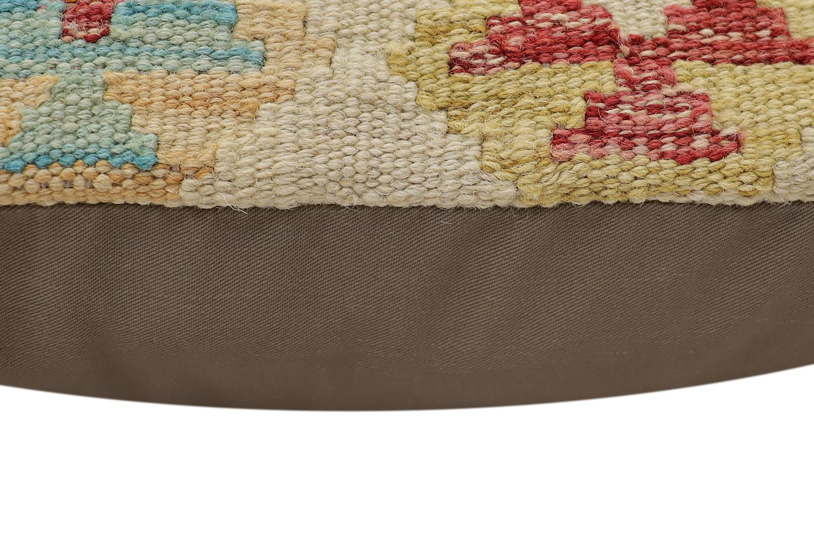 handmade Traditional Pillow Beige Red Hand-Woven SQUARE 100% WOOL Hand woven turkish pillow2 x 2