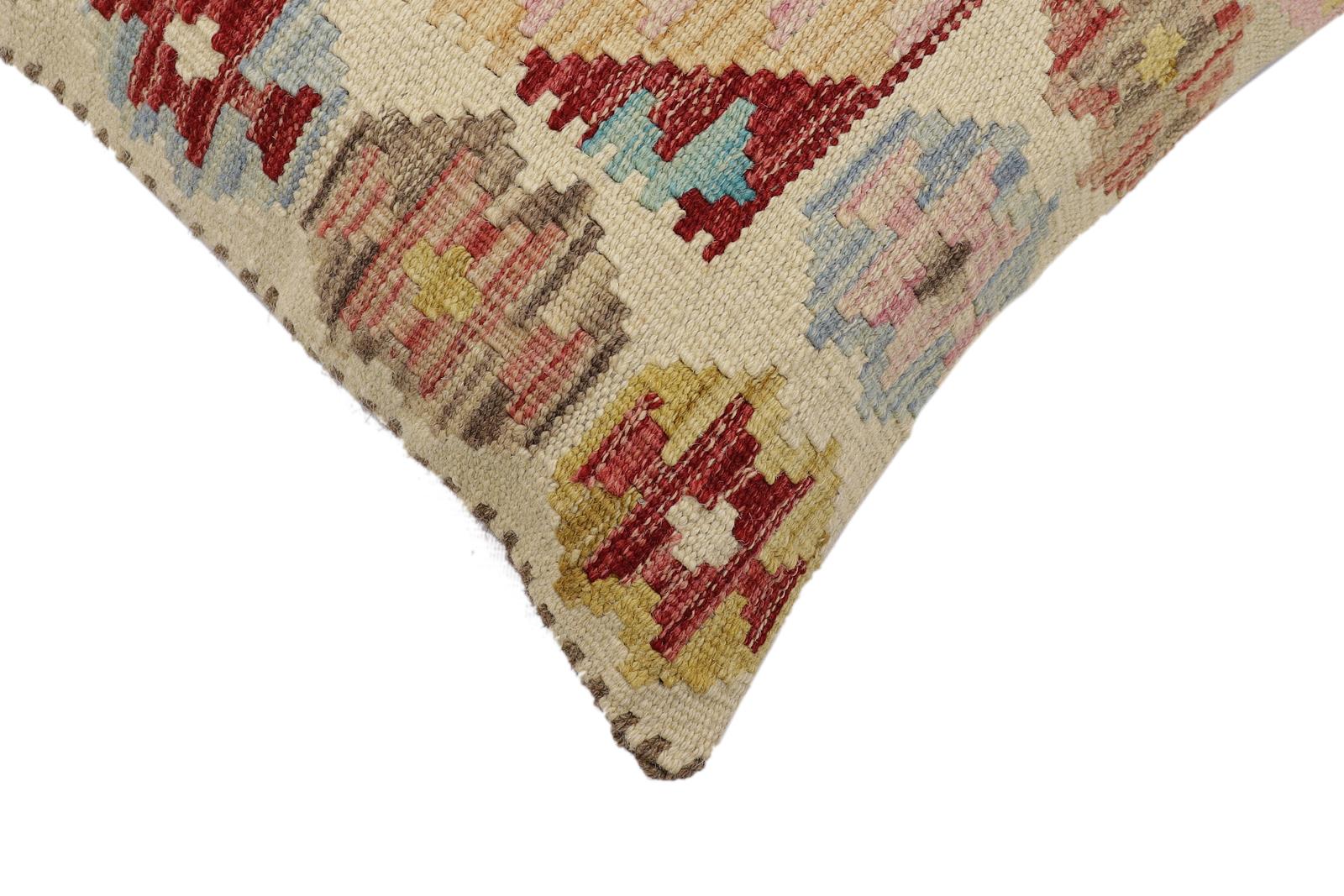handmade Traditional Pillow Beige Red Hand-Woven SQUARE 100% WOOL Hand woven turkish pillow2 x 2