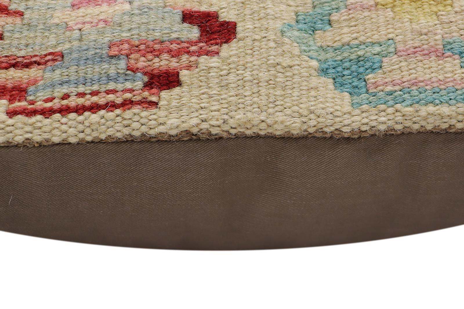 handmade Traditional Pillow Beige Red Hand-Woven SQUARE 100% WOOL Hand woven turkish pillow2 x 2