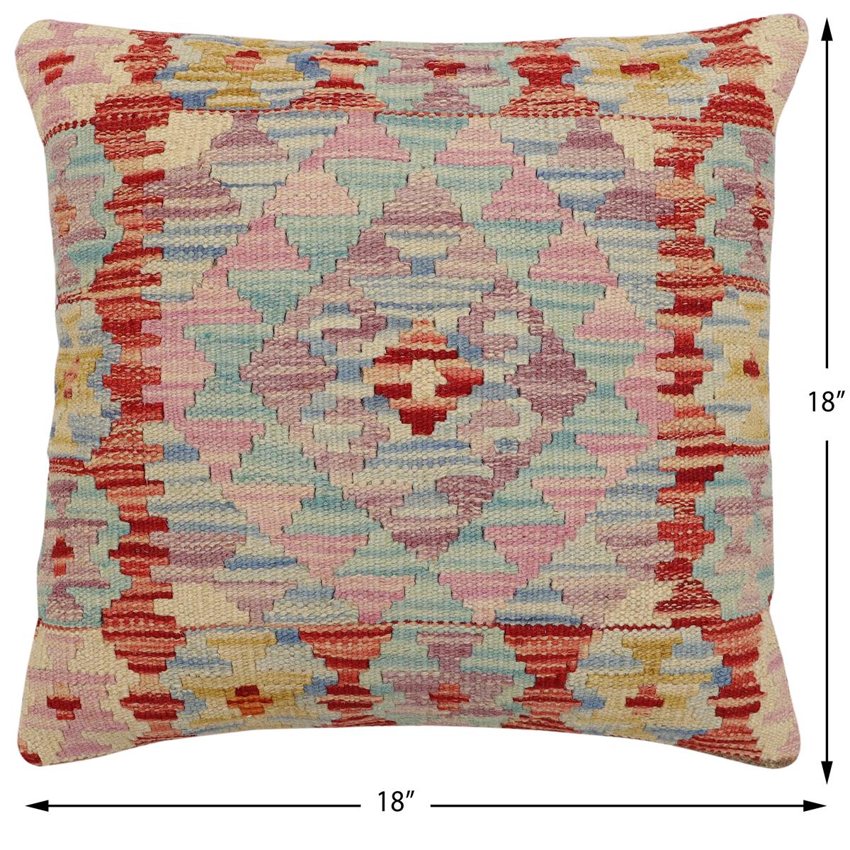 handmade Traditional Pillow Red Beige Hand-Woven SQUARE 100% WOOL Hand woven turkish pillow2 x 2