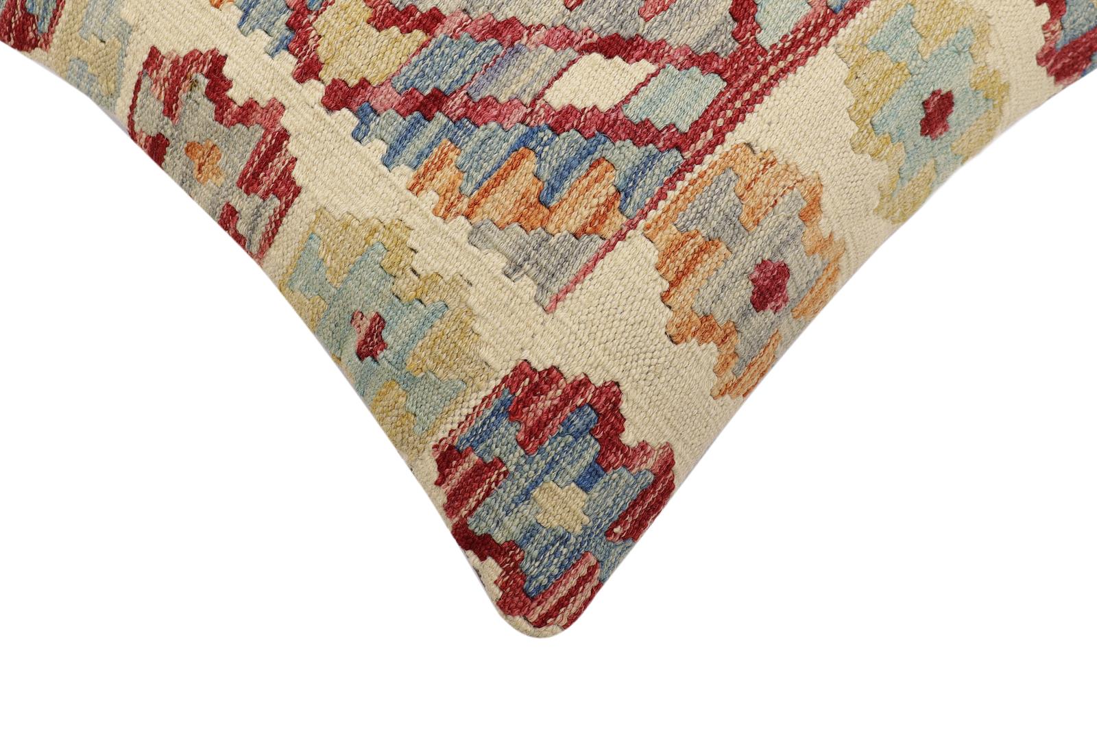 handmade Traditional Pillow Beige Red Hand-Woven SQUARE 100% WOOL Hand woven turkish pillow2 x 2