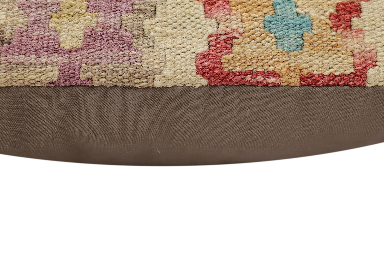 handmade Traditional Pillow Beige Blue Hand-Woven SQUARE 100% WOOL Hand woven turkish pillow2 x 2