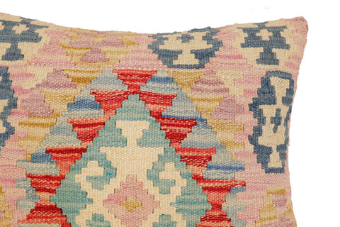 handmade Traditional Pillow Red Blue Hand-Woven SQUARE 100% WOOL Hand woven turkish pillow2 x 2