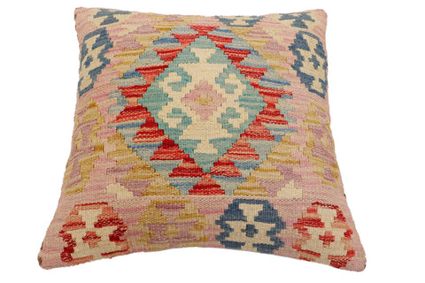 handmade Traditional Pillow Red Blue Hand-Woven SQUARE 100% WOOL Hand woven turkish pillow2 x 2