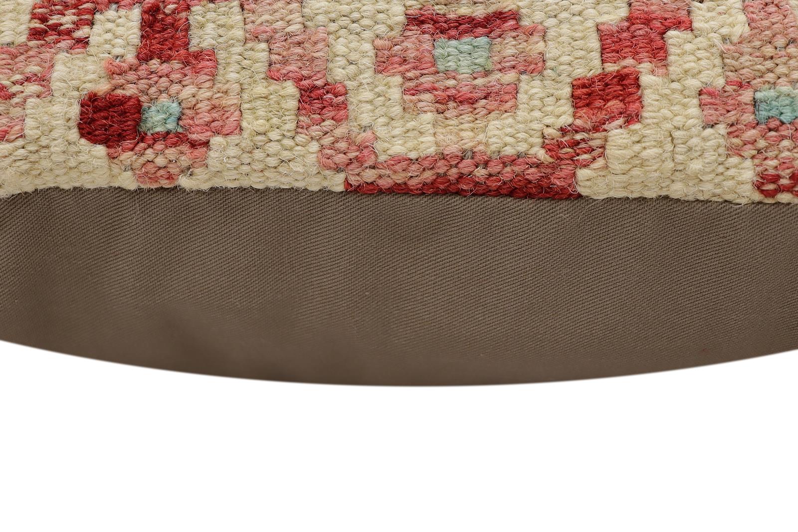 handmade Traditional Pillow Beige Red Hand-Woven SQUARE 100% WOOL Hand woven turkish pillow2 x 2