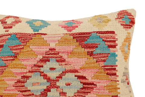 handmade Traditional Pillow Beige Red Hand-Woven SQUARE 100% WOOL  Hand woven turkish pillow  2 x 2